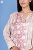 Mulmul Cotton Poiret Top In Floral Block Print